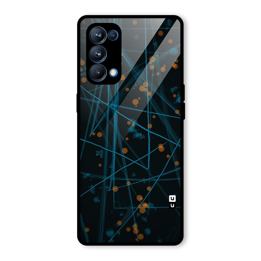 Blue Lines Gold Dots Glass Back Case for Oppo Reno5 Pro 5G