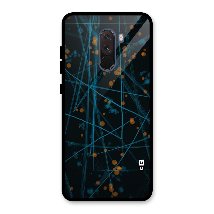 Blue Lines Gold Dots Glass Back Case for Poco F1