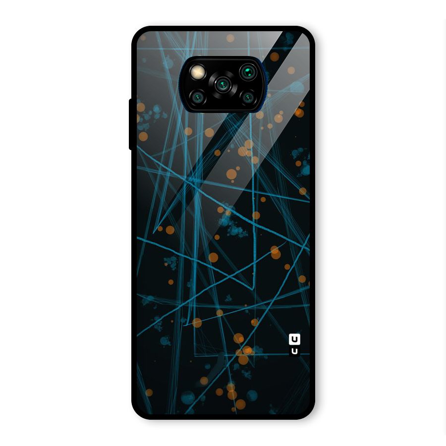 Blue Lines Gold Dots Glass Back Case for Poco X3 Pro