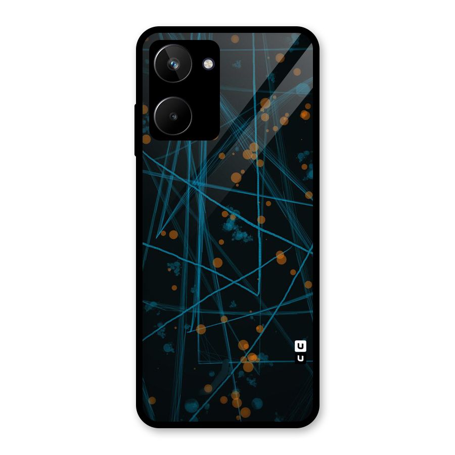 Blue Lines Gold Dots Glass Back Case for Realme 10