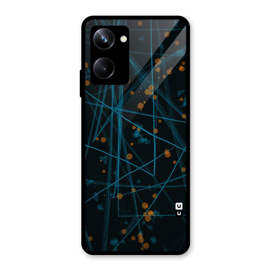 Blue Lines Gold Dots Glass Back Case for Realme 10 Pro