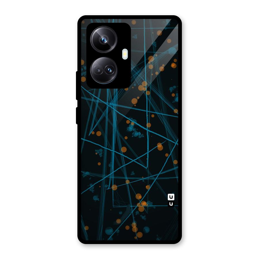 Blue Lines Gold Dots Glass Back Case for Realme 10 Pro Plus