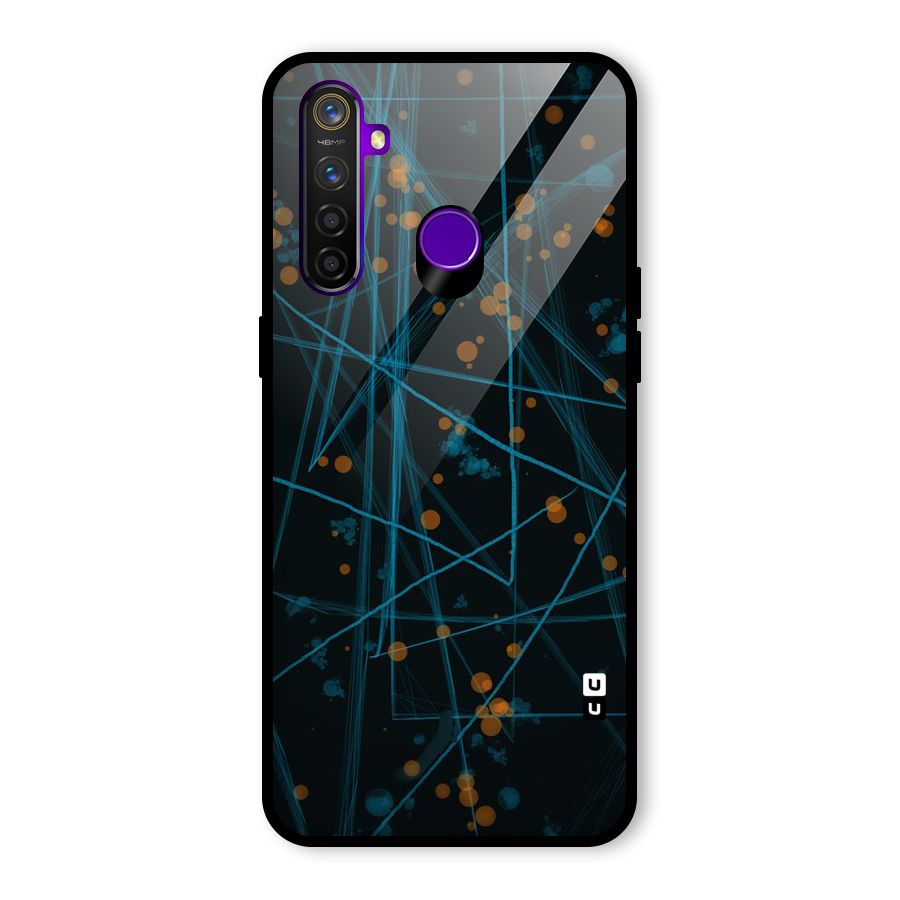 Blue Lines Gold Dots Glass Back Case for Realme 5 Pro
