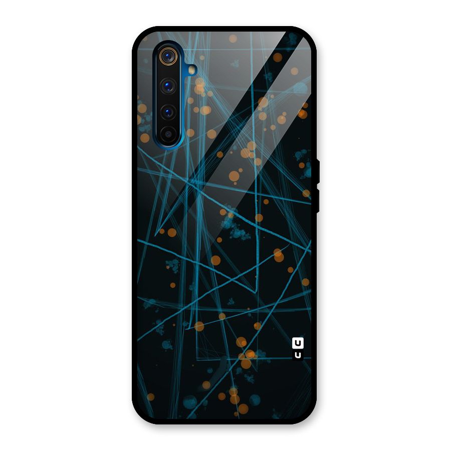 Blue Lines Gold Dots Glass Back Case for Realme 6 Pro