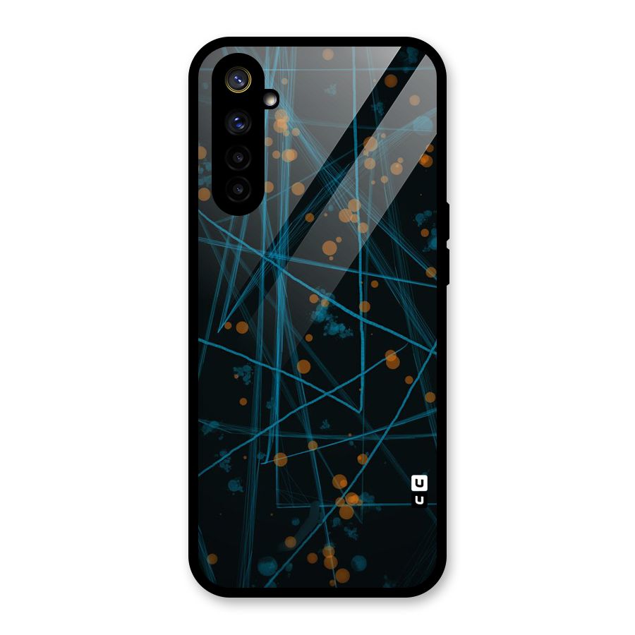 Blue Lines Gold Dots Glass Back Case for Realme 6i