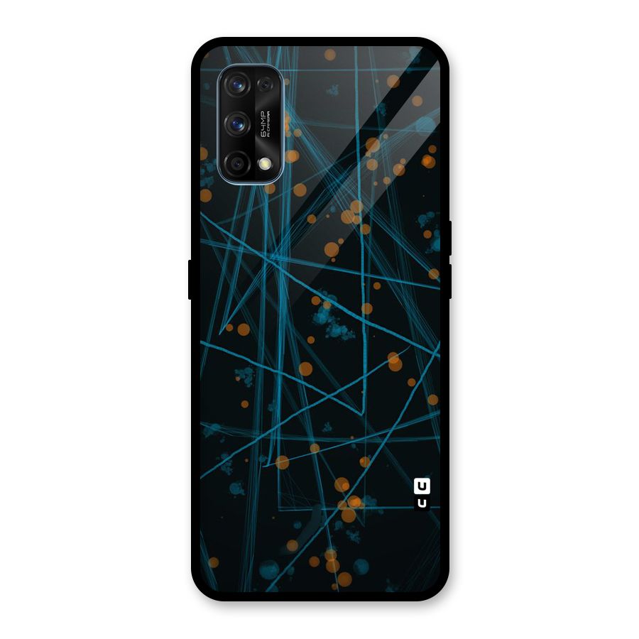 Blue Lines Gold Dots Glass Back Case for Realme 7 Pro