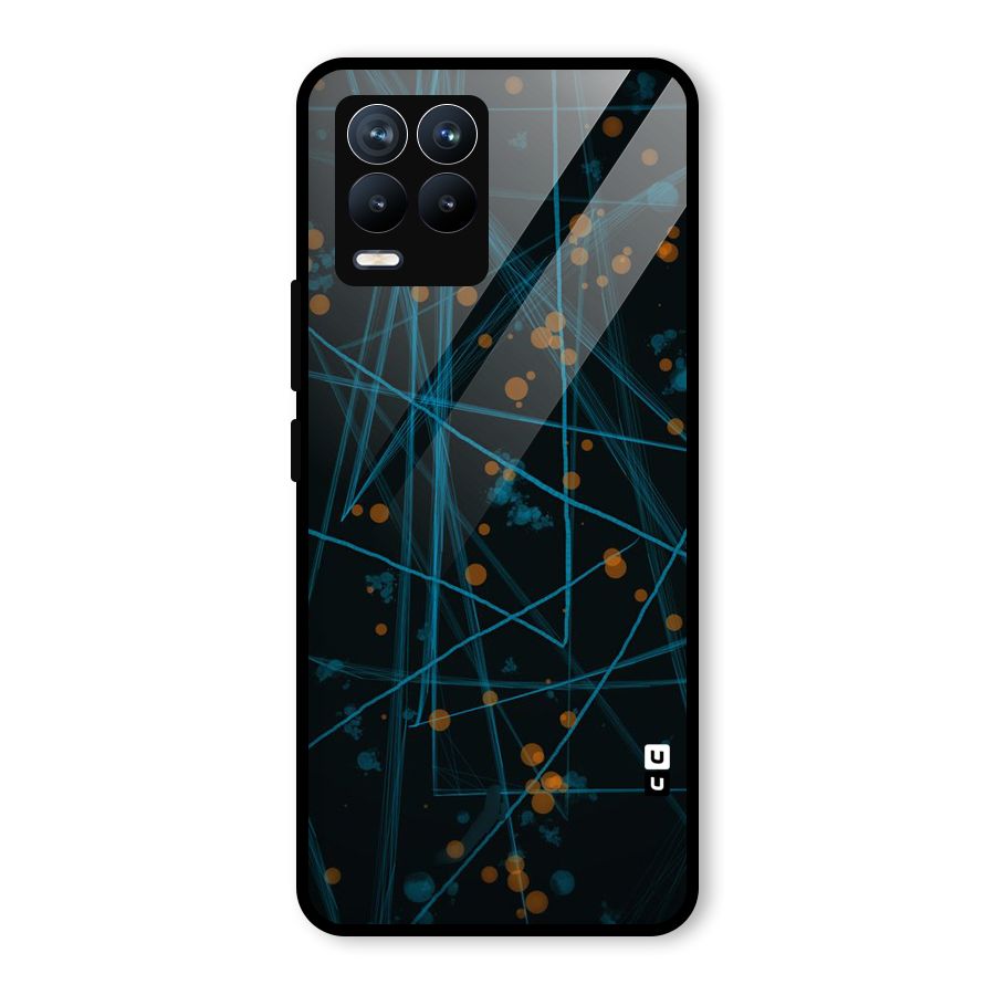 Blue Lines Gold Dots Glass Back Case for Realme 8 Pro