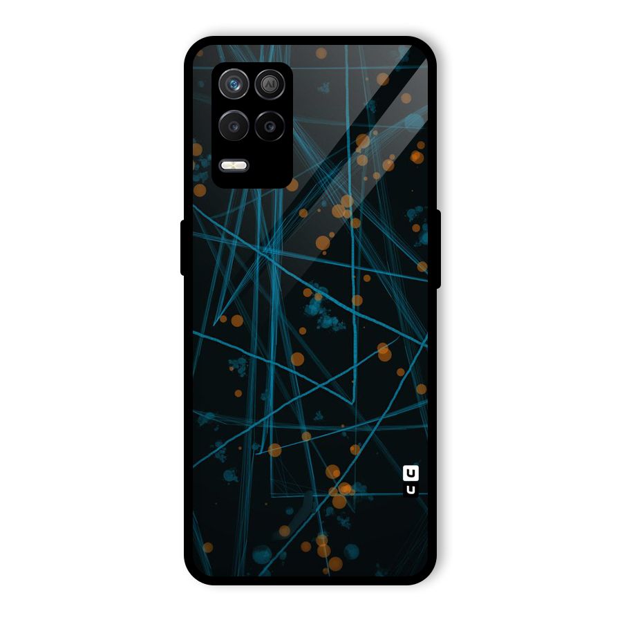 Blue Lines Gold Dots Glass Back Case for Realme 9 5G