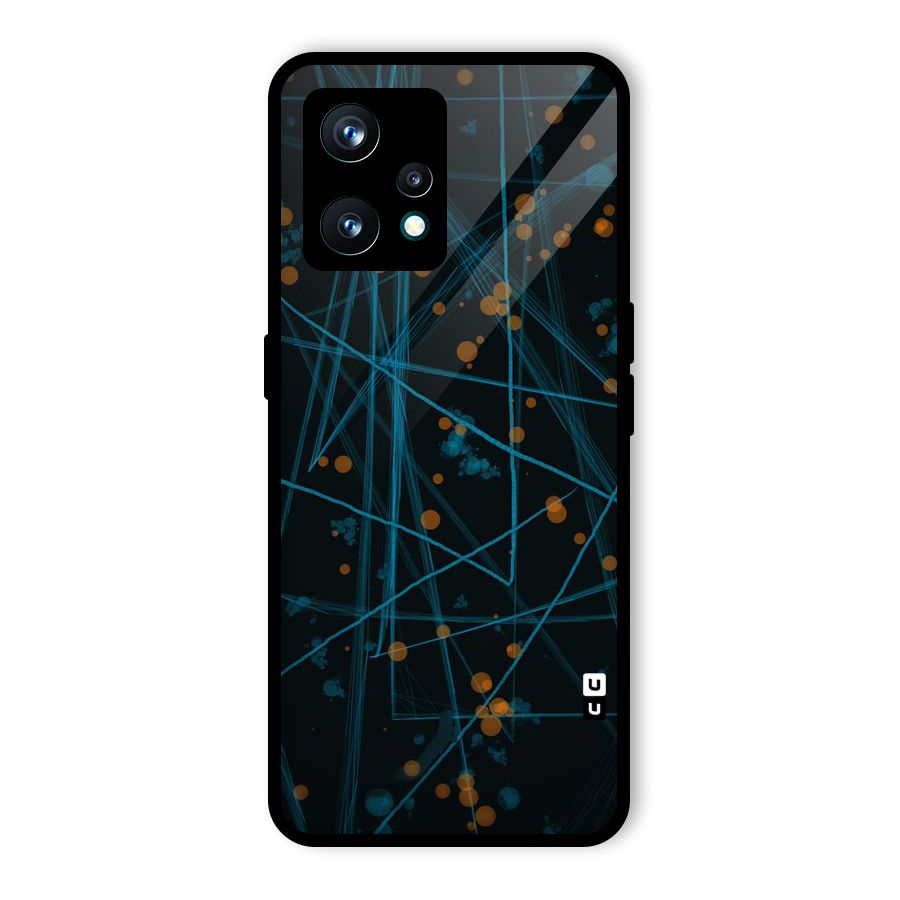 Blue Lines Gold Dots Glass Back Case for Realme 9 Pro Plus 5G