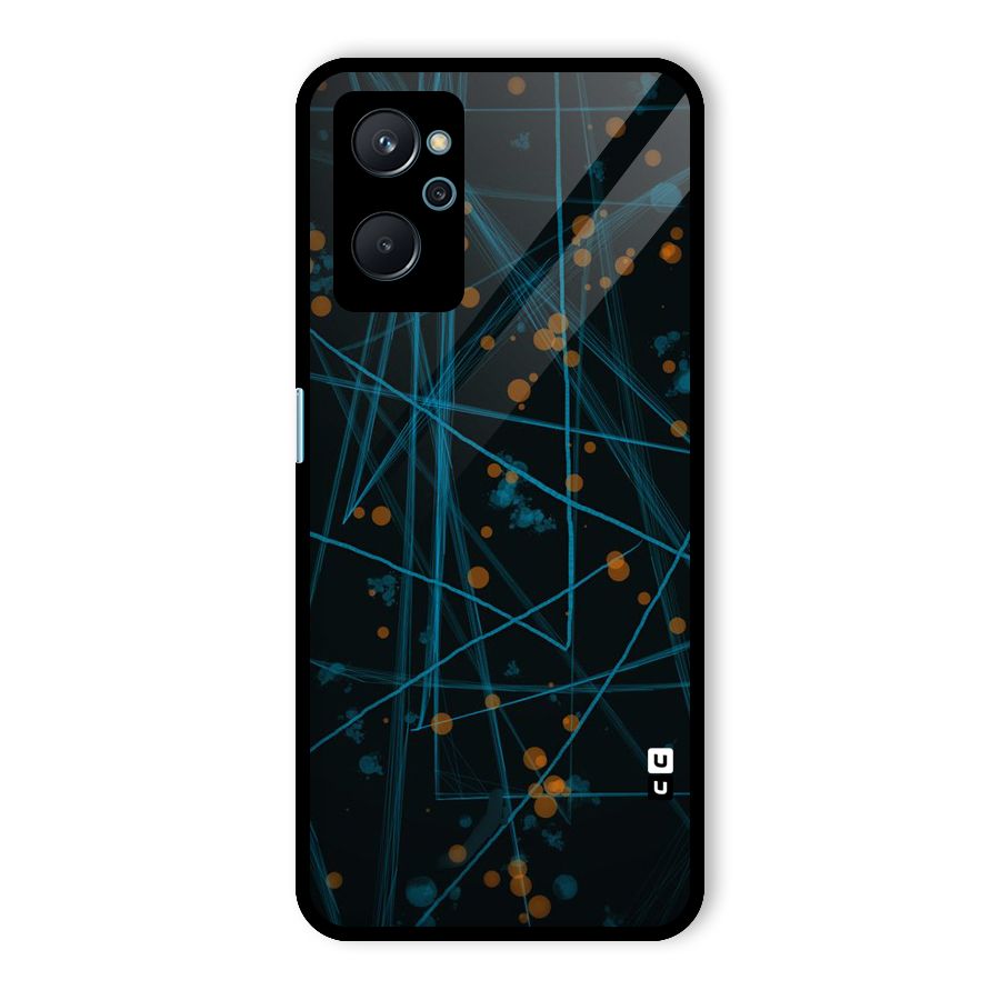 Blue Lines Gold Dots Glass Back Case for Realme 9i
