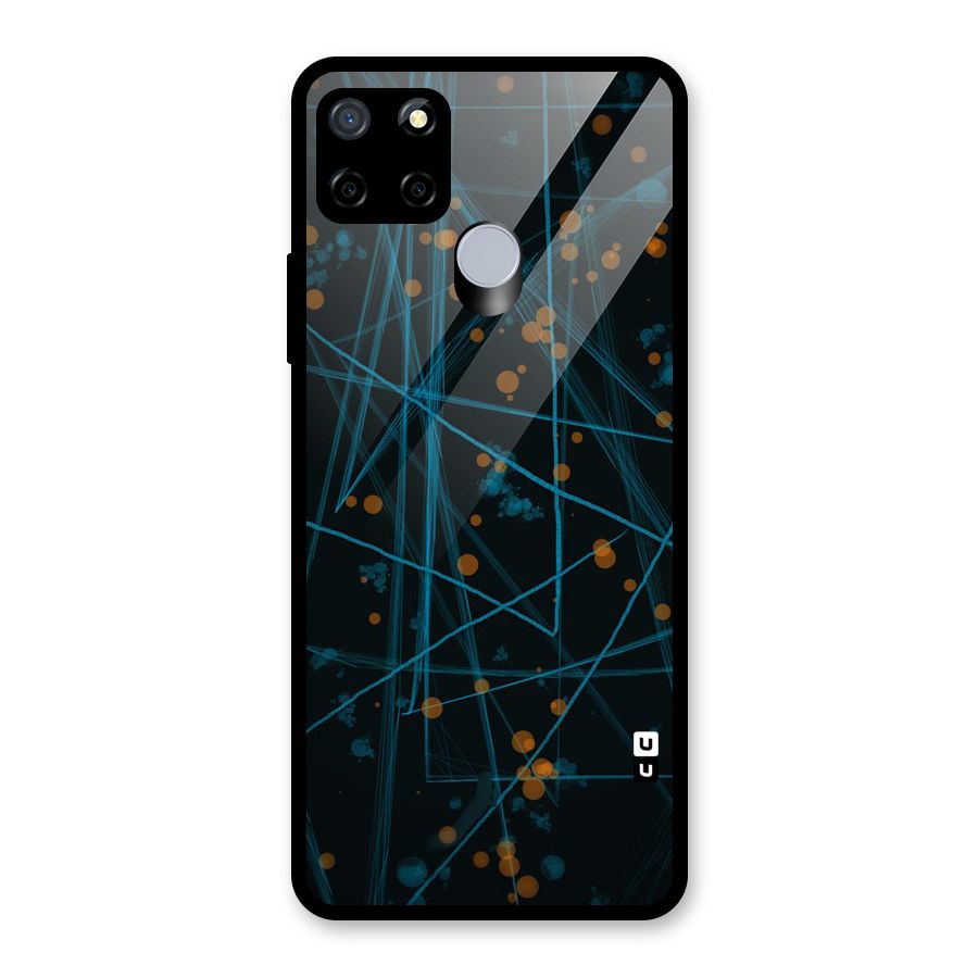 Blue Lines Gold Dots Glass Back Case for Realme C15