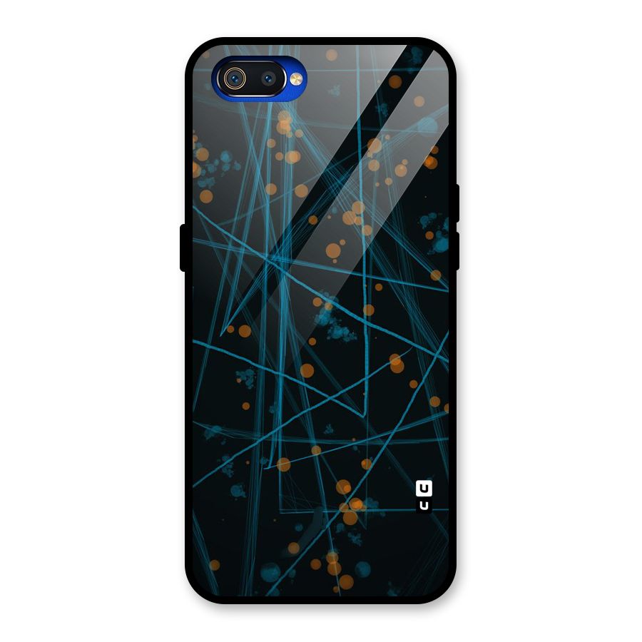 Blue Lines Gold Dots Glass Back Case for Realme C2