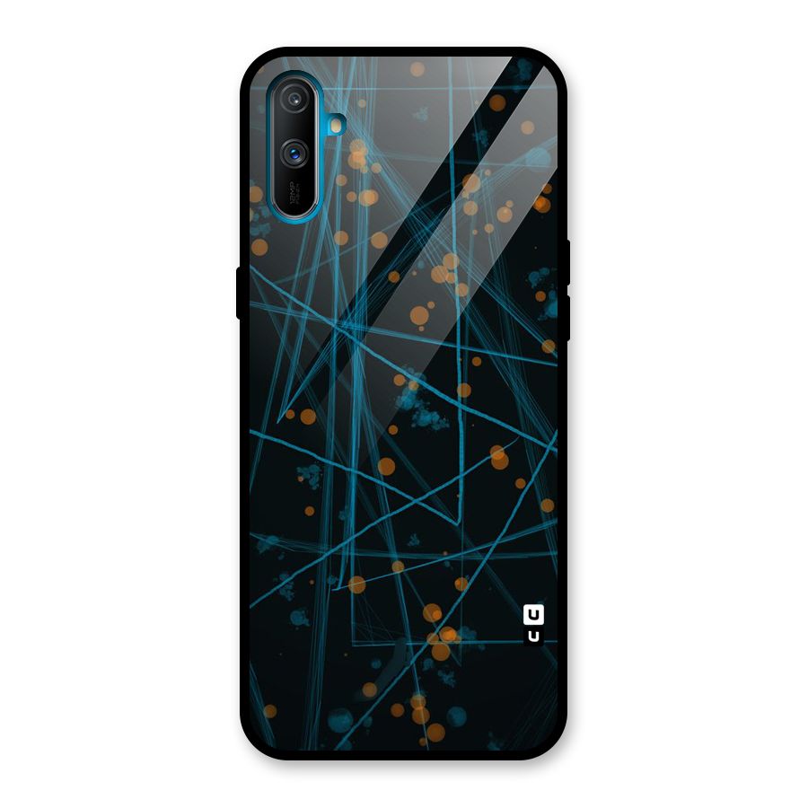 Blue Lines Gold Dots Glass Back Case for Realme C3