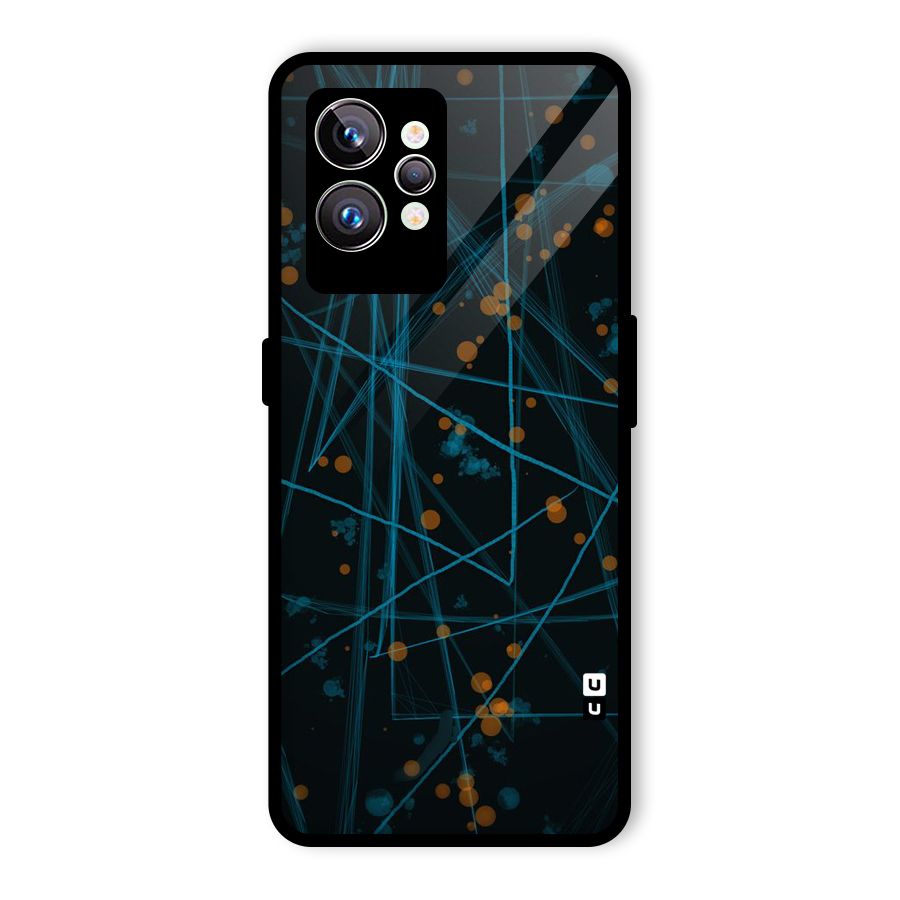 Blue Lines Gold Dots Glass Back Case for Realme GT2 Pro