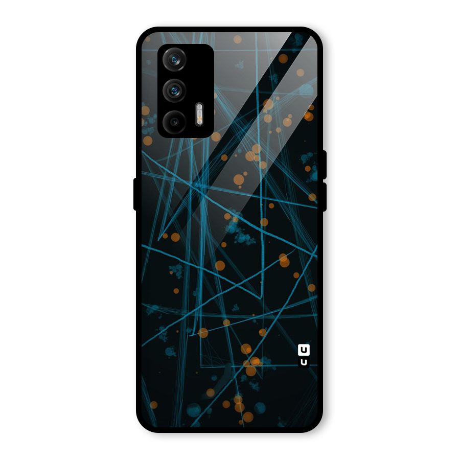 Blue Lines Gold Dots Glass Back Case for Realme GT 5G