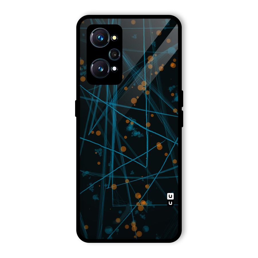 Blue Lines Gold Dots Glass Back Case for Realme GT Neo2