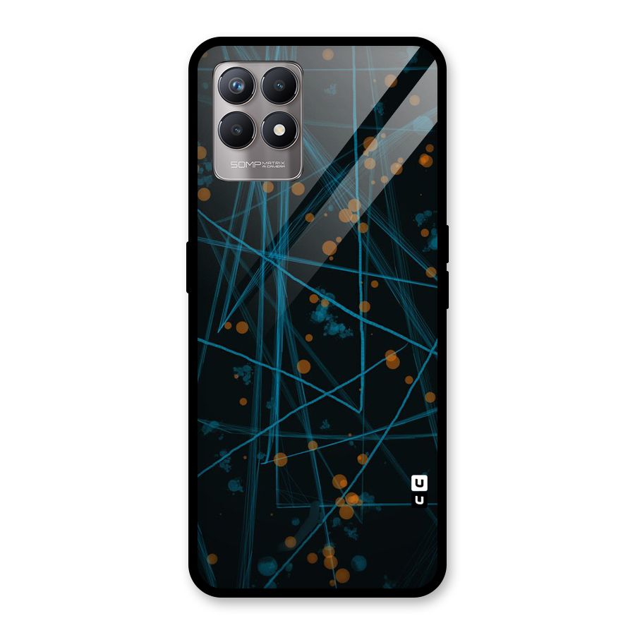 Blue Lines Gold Dots Glass Back Case for Realme Narzo 50