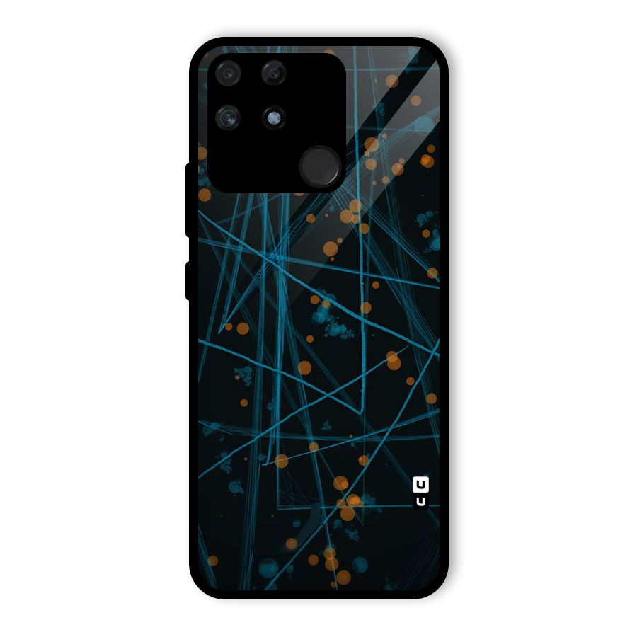 Blue Lines Gold Dots Glass Back Case for Realme Narzo 50A