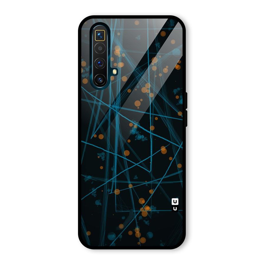 Blue Lines Gold Dots Glass Back Case for Realme X3