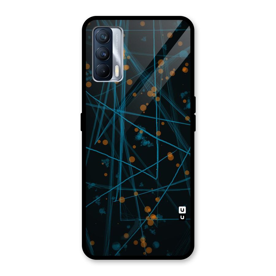 Blue Lines Gold Dots Glass Back Case for Realme X7