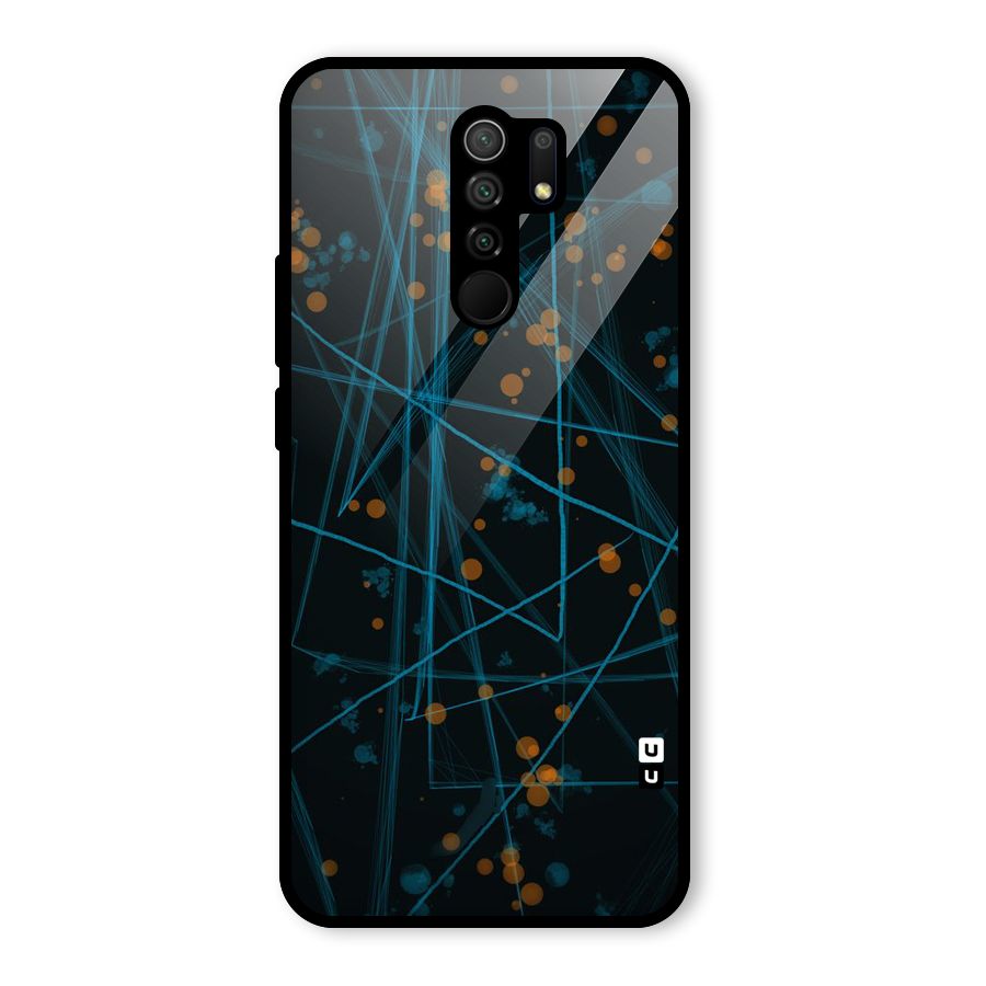 Blue Lines Gold Dots Glass Back Case for Redmi 9 Prime