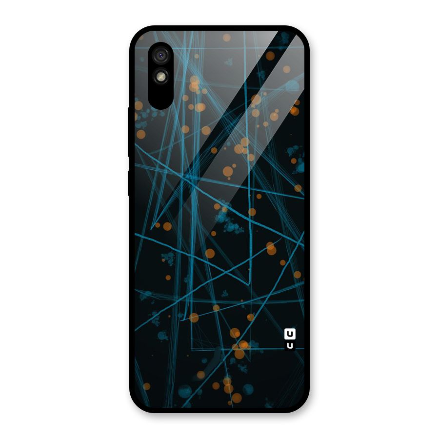 Blue Lines Gold Dots Glass Back Case for Redmi 9i
