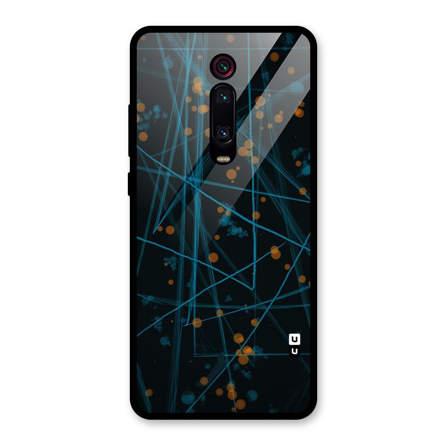 Blue Lines Gold Dots Glass Back Case for Redmi K20