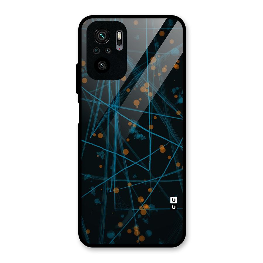 Blue Lines Gold Dots Glass Back Case for Redmi Note 10