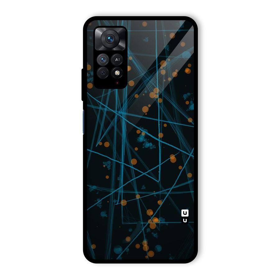 Blue Lines Gold Dots Glass Back Case for Redmi Note 11 Pro