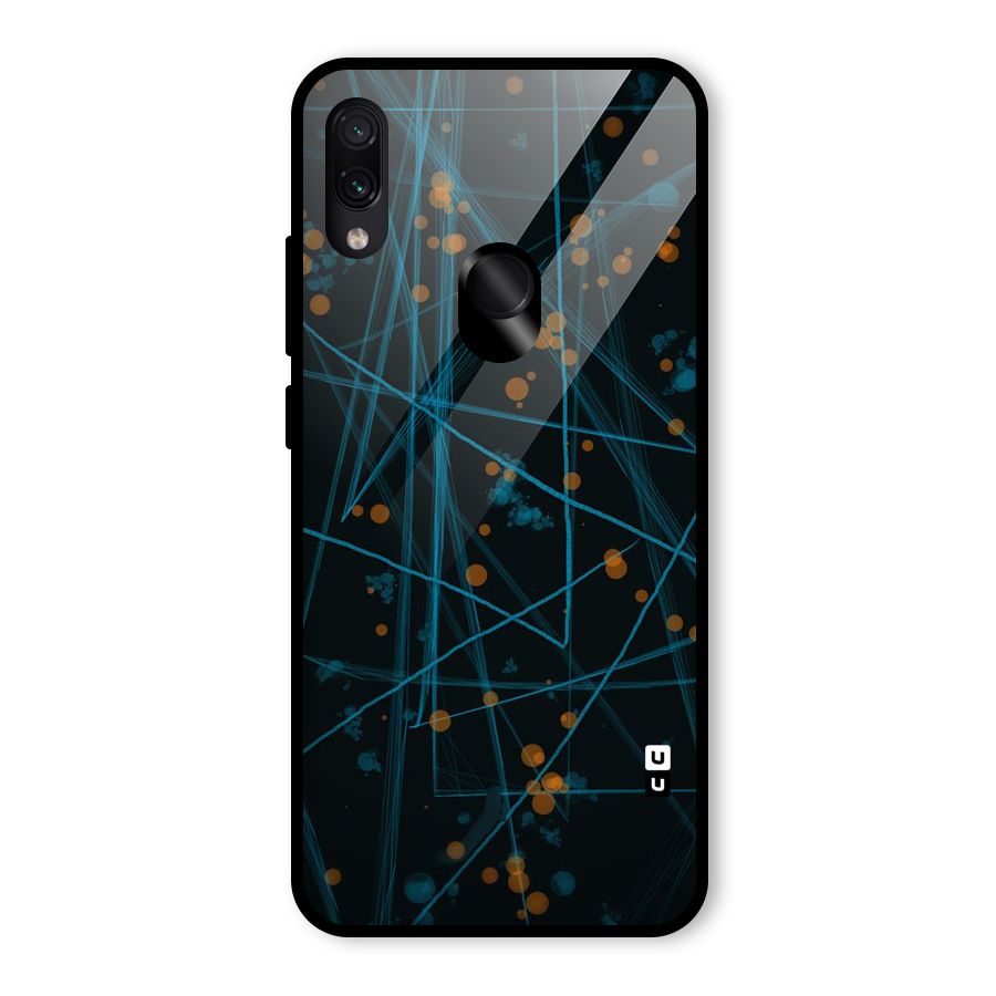 Blue Lines Gold Dots Glass Back Case for Redmi Note 7