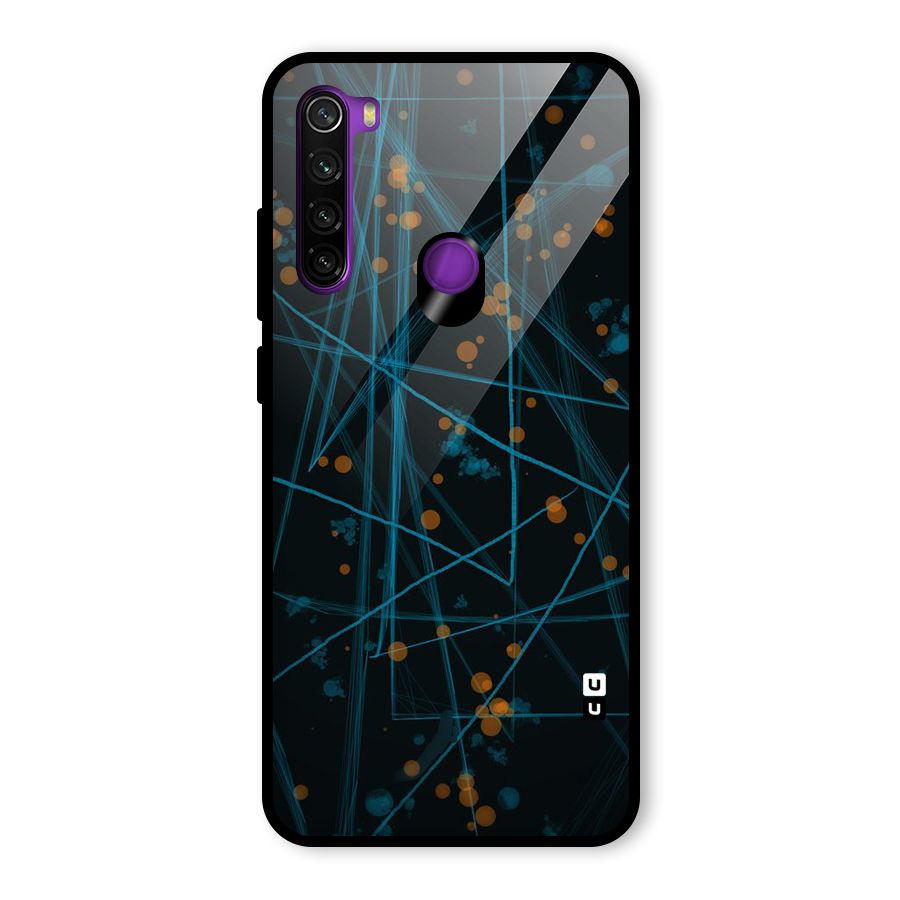 Blue Lines Gold Dots Glass Back Case for Redmi Note 8