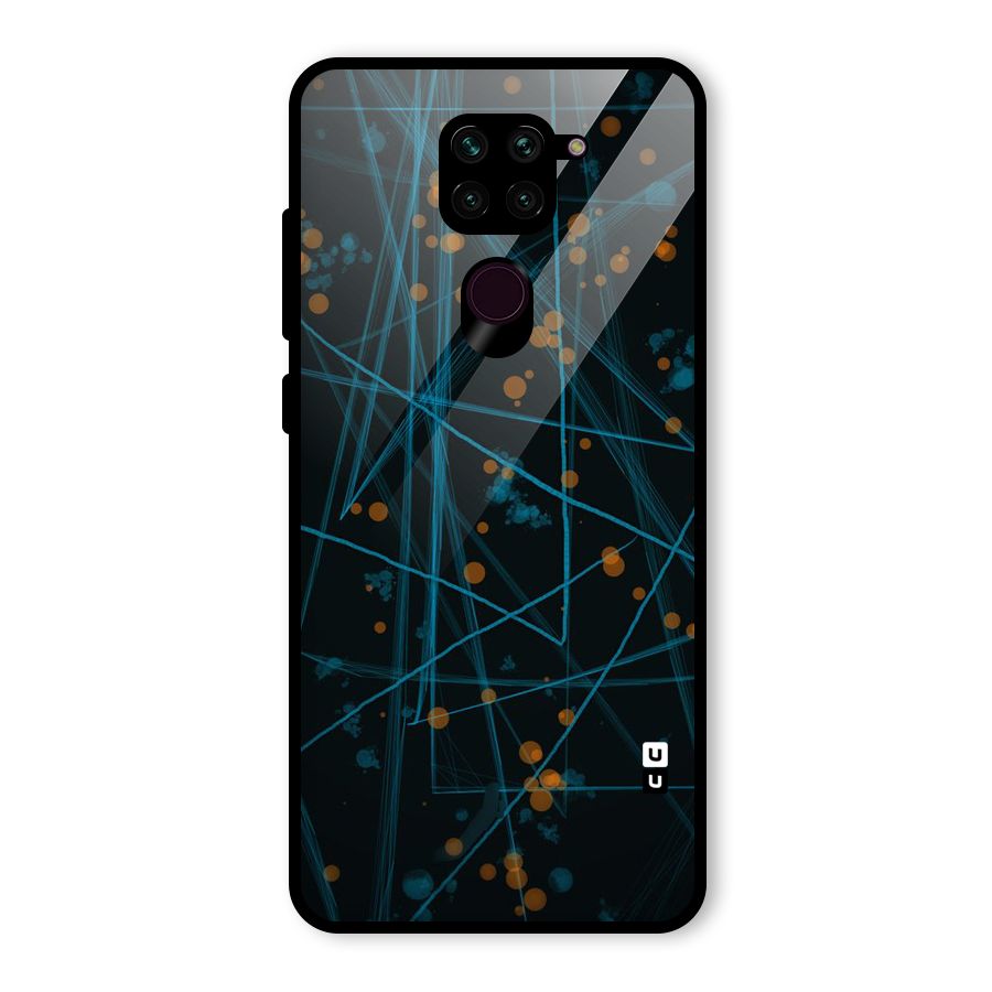 Blue Lines Gold Dots Glass Back Case for Redmi Note 9