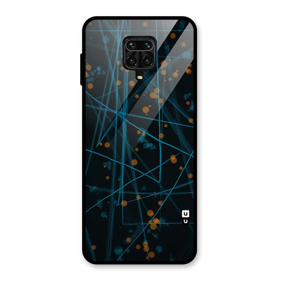 Blue Lines Gold Dots Glass Back Case for Redmi Note 9 Pro