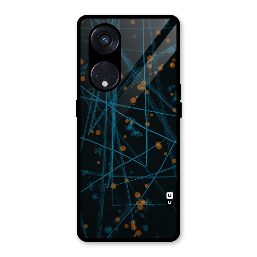 Blue Lines Gold Dots Glass Back Case for Reno8 T 5G