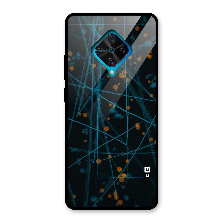 Blue Lines Gold Dots Glass Back Case for Vivo S1 Pro