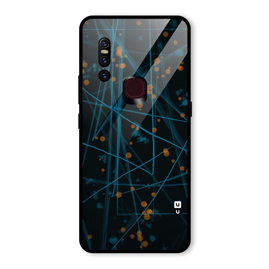 Blue Lines Gold Dots Glass Back Case for Vivo V15