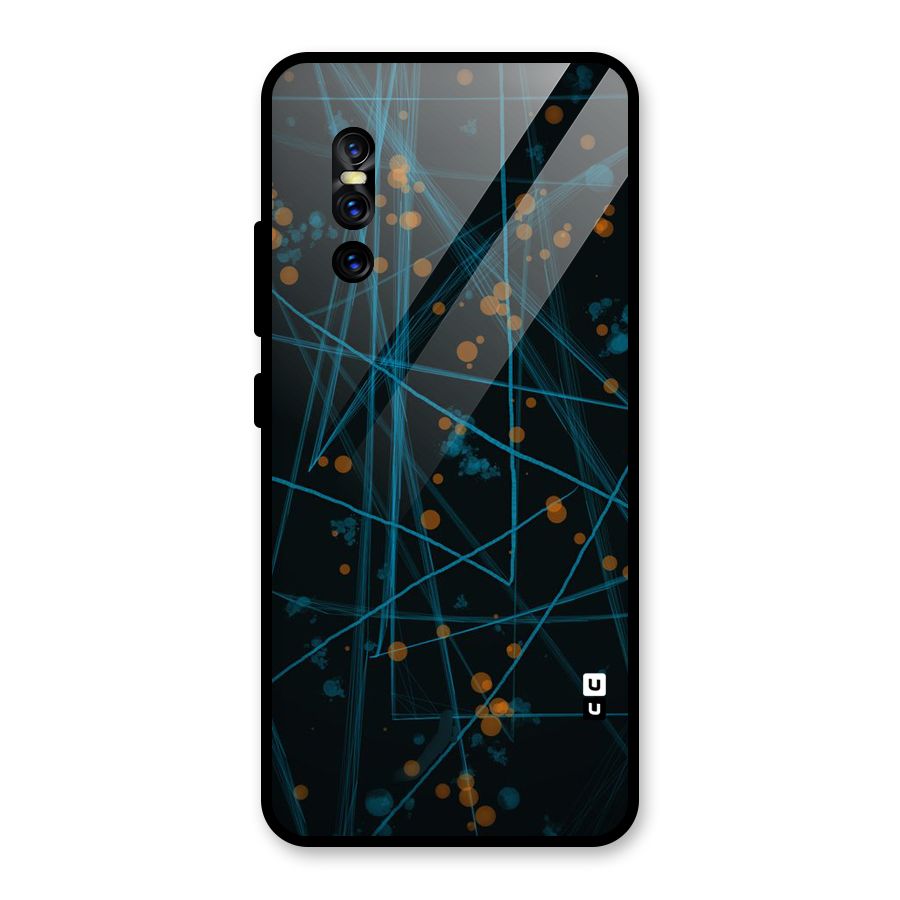 Blue Lines Gold Dots Glass Back Case for Vivo V15 Pro