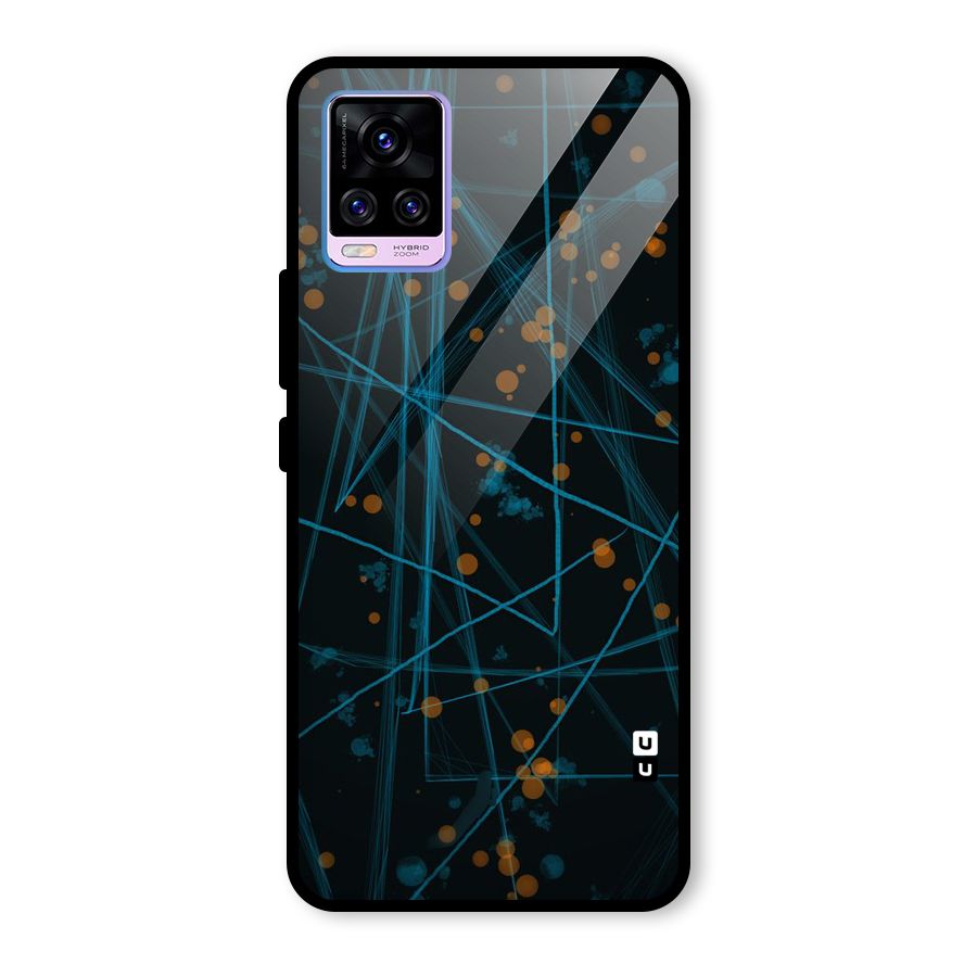 Blue Lines Gold Dots Glass Back Case for Vivo V20 Pro