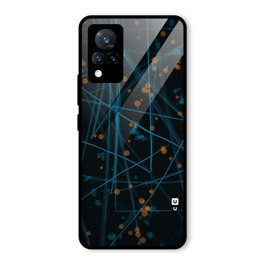 Blue Lines Gold Dots Glass Back Case for Vivo V21 5G