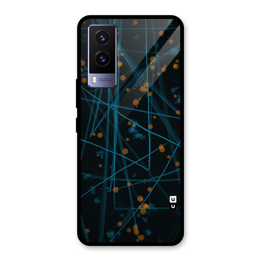 Blue Lines Gold Dots Glass Back Case for Vivo V21e 5G