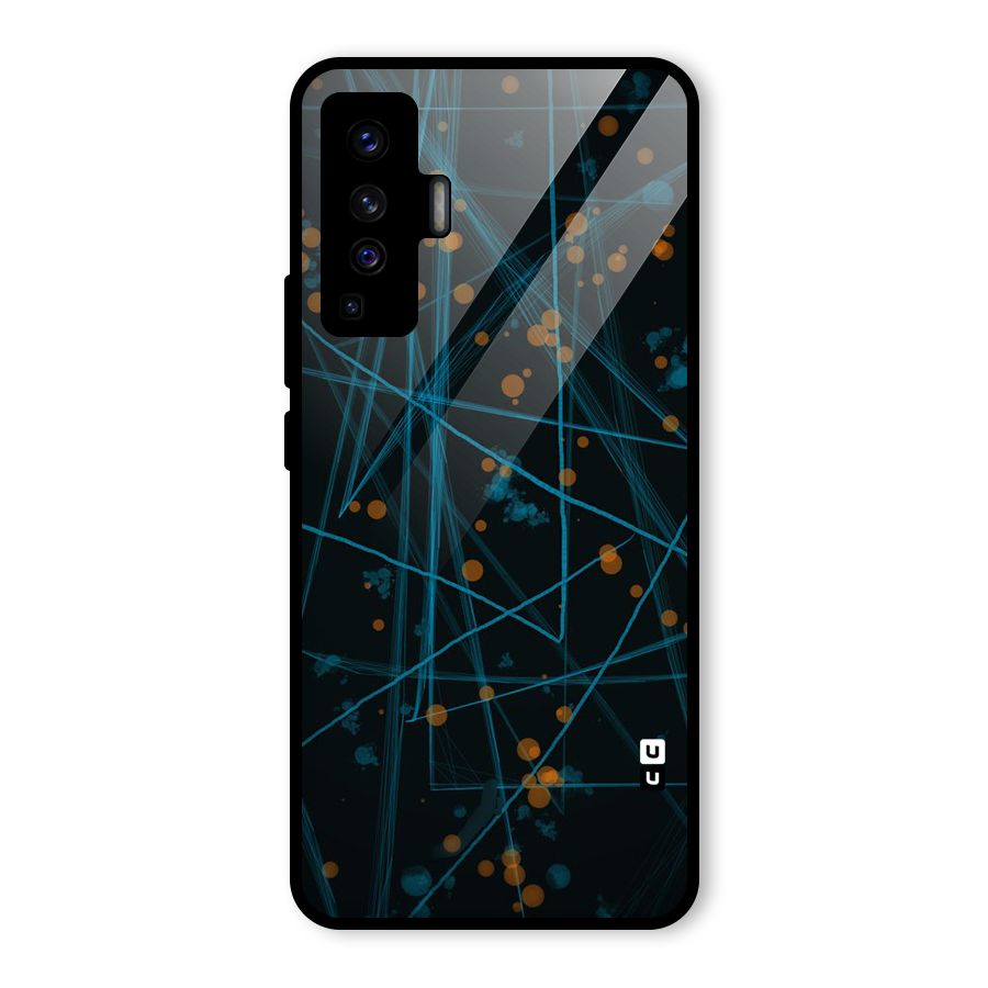 Blue Lines Gold Dots Glass Back Case for Vivo X50
