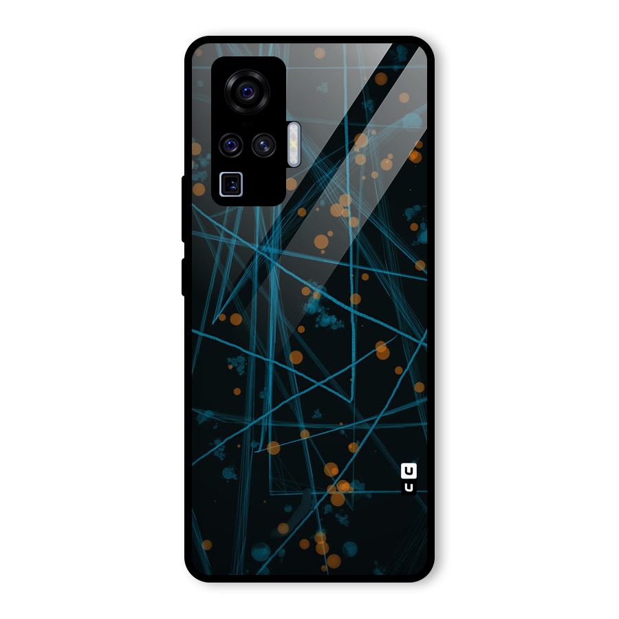 Blue Lines Gold Dots Glass Back Case for Vivo X50 Pro