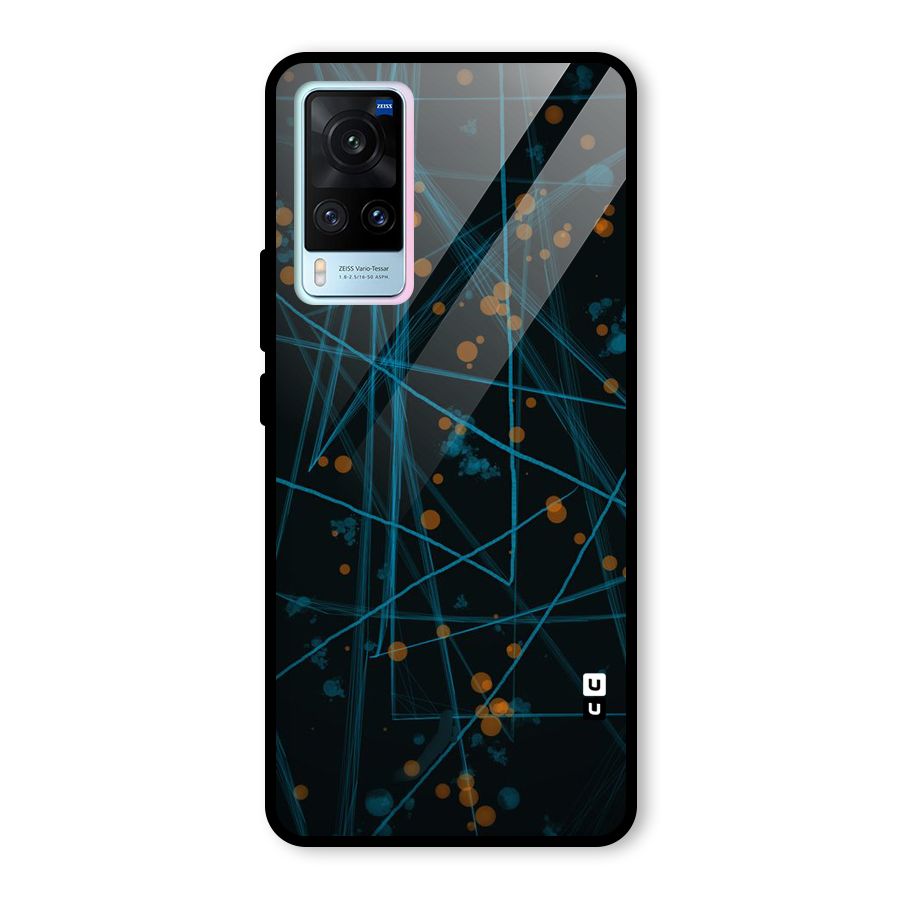 Blue Lines Gold Dots Glass Back Case for Vivo X60