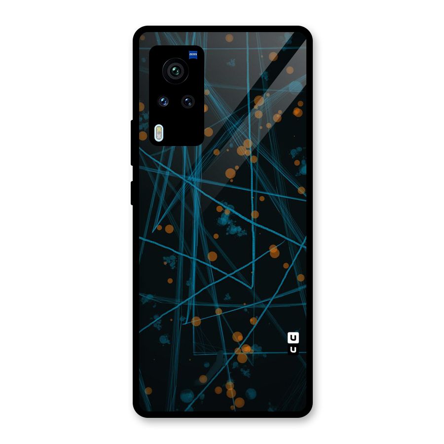 Blue Lines Gold Dots Glass Back Case for Vivo X60 Pro