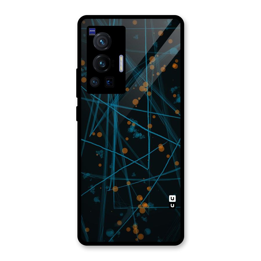 Blue Lines Gold Dots Glass Back Case for Vivo X70 Pro