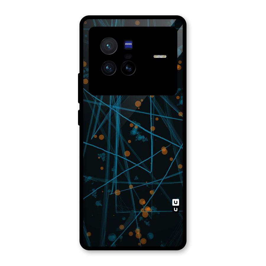 Blue Lines Gold Dots Glass Back Case for Vivo X80