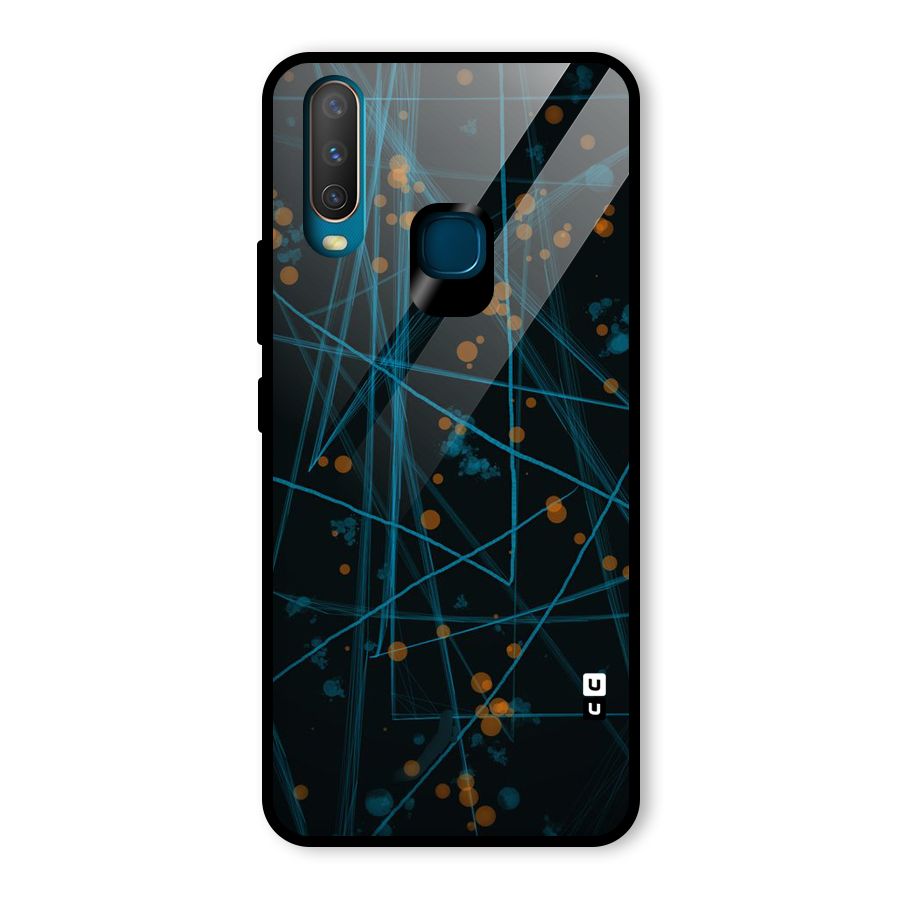 Blue Lines Gold Dots Glass Back Case for Vivo Y15