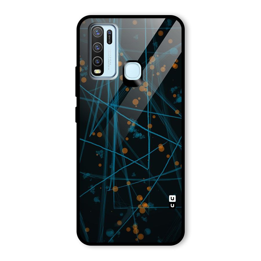 Blue Lines Gold Dots Glass Back Case for Vivo Y50