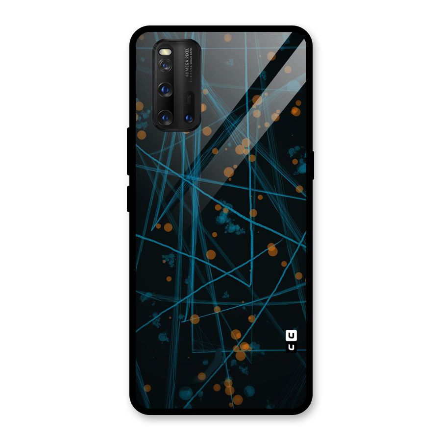 Blue Lines Gold Dots Glass Back Case for Vivo iQOO 3