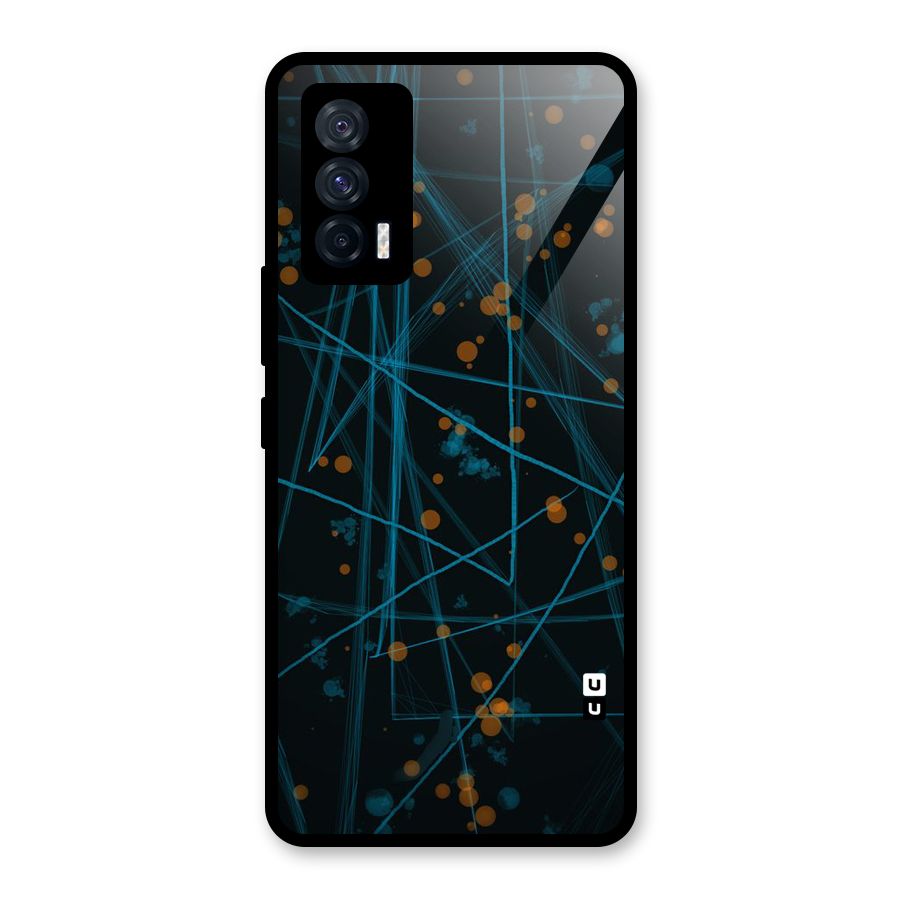 Blue Lines Gold Dots Glass Back Case for Vivo iQOO 7 5G